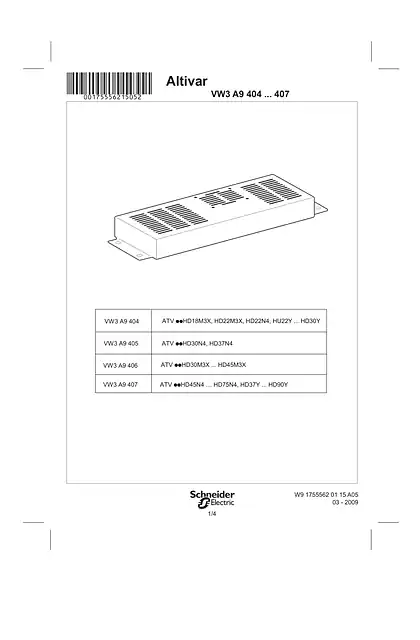 schneider施耐德Instruction sheet - Control card fan kit - VW3A9404 ... 407